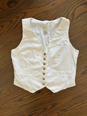 A New Day Linen Blend Vest Top | Tailored Button Front Waistcoat
